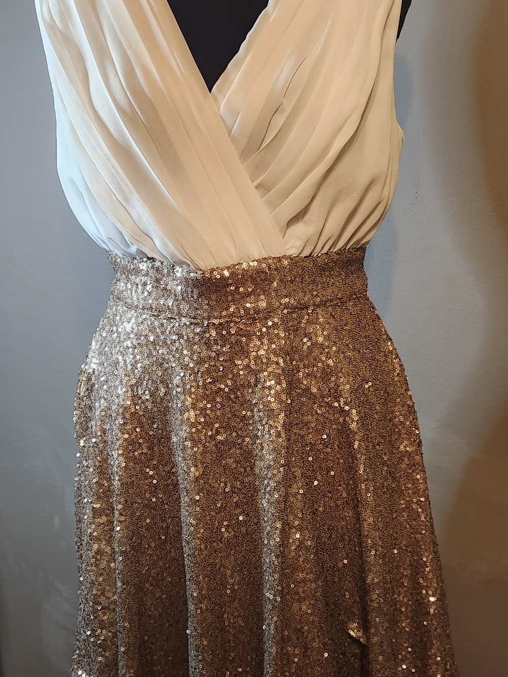 Gold Sequin A-Line Skirt - Elegant Evening Skirt
